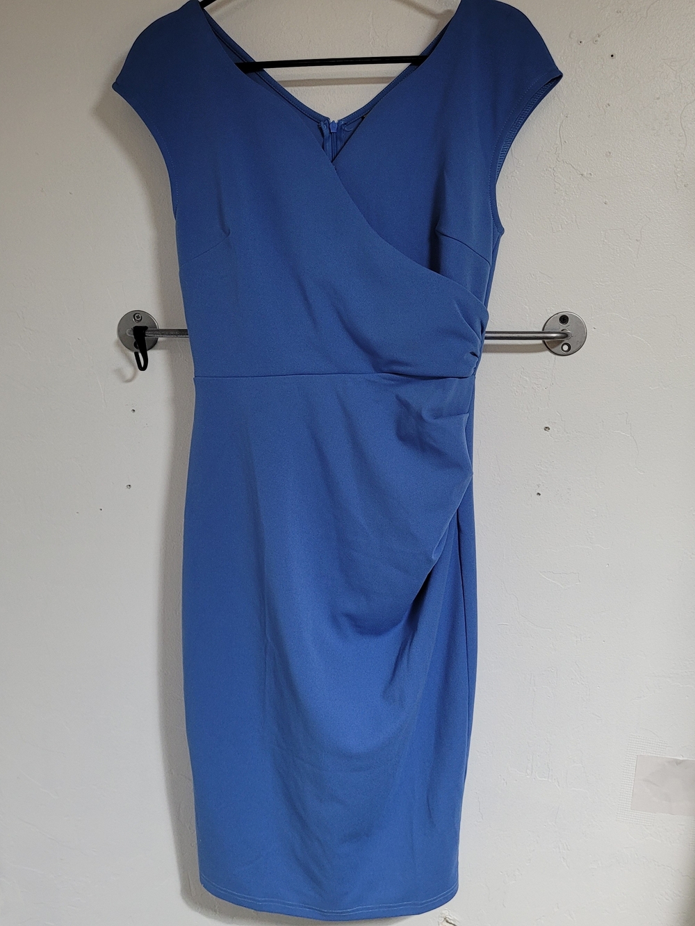 Miusol Royal Blue Cap Sleeve Faux-Wrap Midi Dress